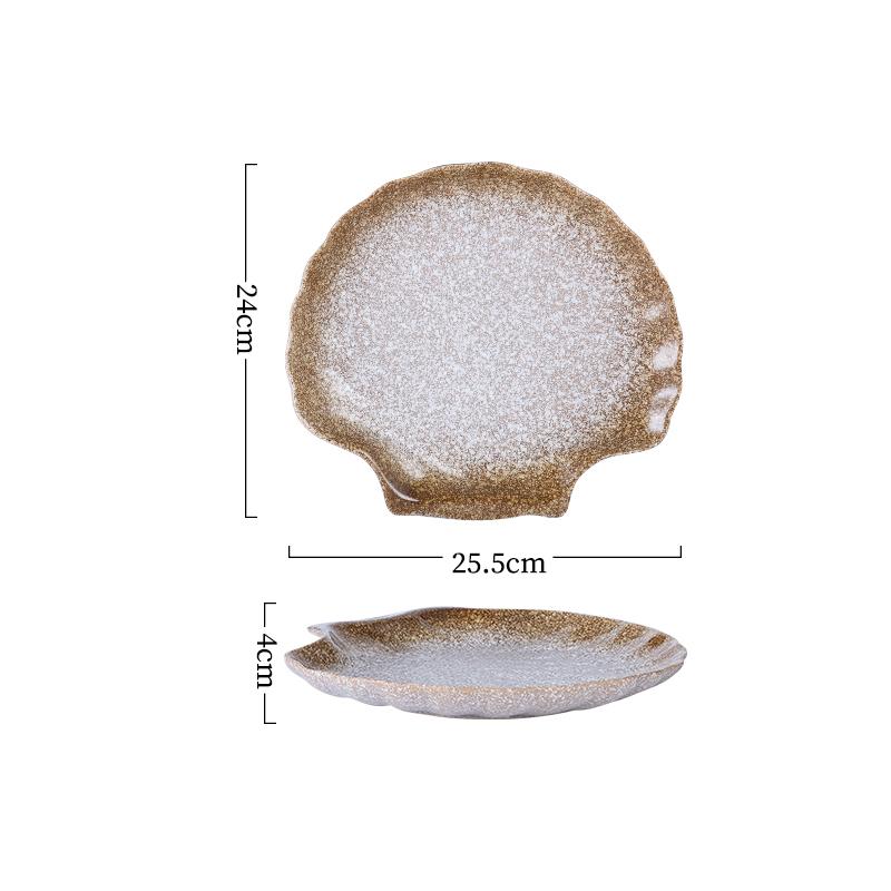 Vintage Ceramic Shell Shaped Plate Barbecue Plate Sushi Plate Dessert Snack Plates Pasta Plates Restaurant Creative Tableware