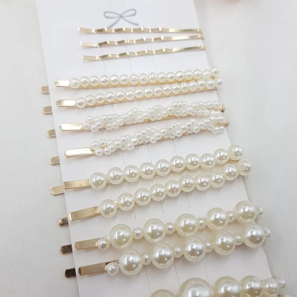 Set of 13 Pearl Gold Hairpins for Side Hair Accents