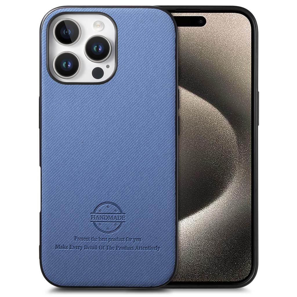 Für iPhone 15 Pro Hülle Stofftextur Leder+PC+TPU Anti-Sturz Handyhülle