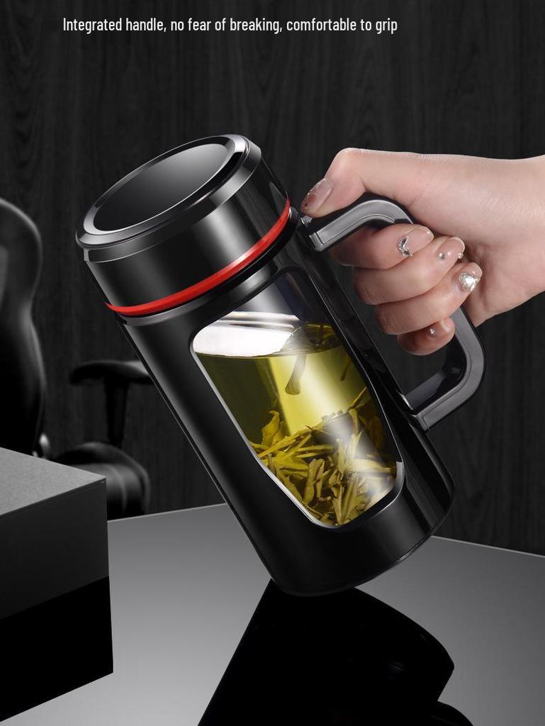 Doppelwandige Hitzebeständige Glas-Teetasse mit Henkel