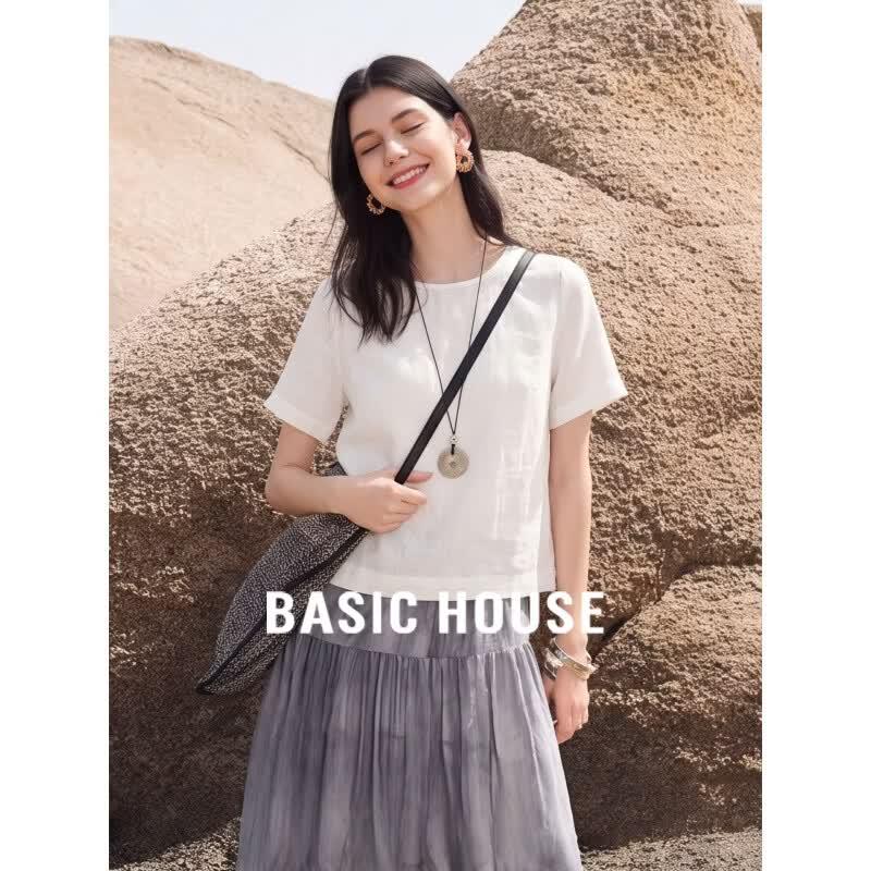 Basic House Women s 100% Hemp Short Sleeve T-Shirt M