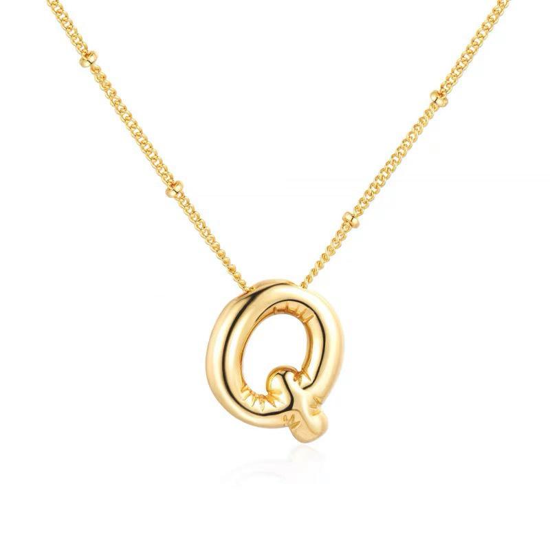 Glossy Titanium Steel Alphabet Necklace for Women - Non-fading, High-grade Letter Pendant On Clavicle Chain