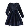 Children's Fashion Ruffled Long Sleeve  Sky Mesh Dress