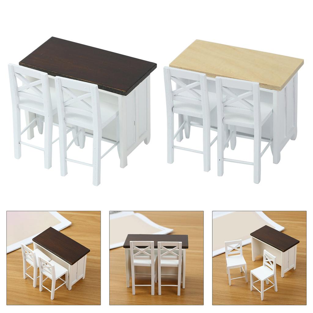 1/12 Miniature Dollhouse Furniture Metal Bar Table and Chair Set for Realistic Dollhouse Scene Display Decoration
