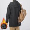 Men's Winter Fleece-Lined Loose-Fit Denim Jacket with Hood - Trendy Mid-Length Lambskin Windbreaker