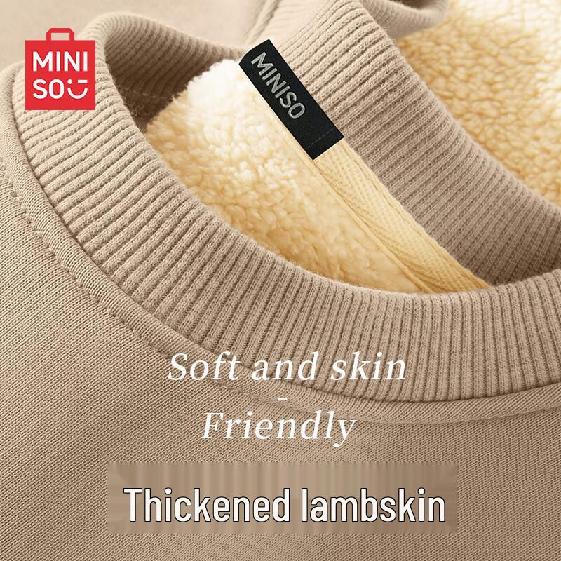 MINISO Men's Lamb Fleece Round Neck Sweatshirt