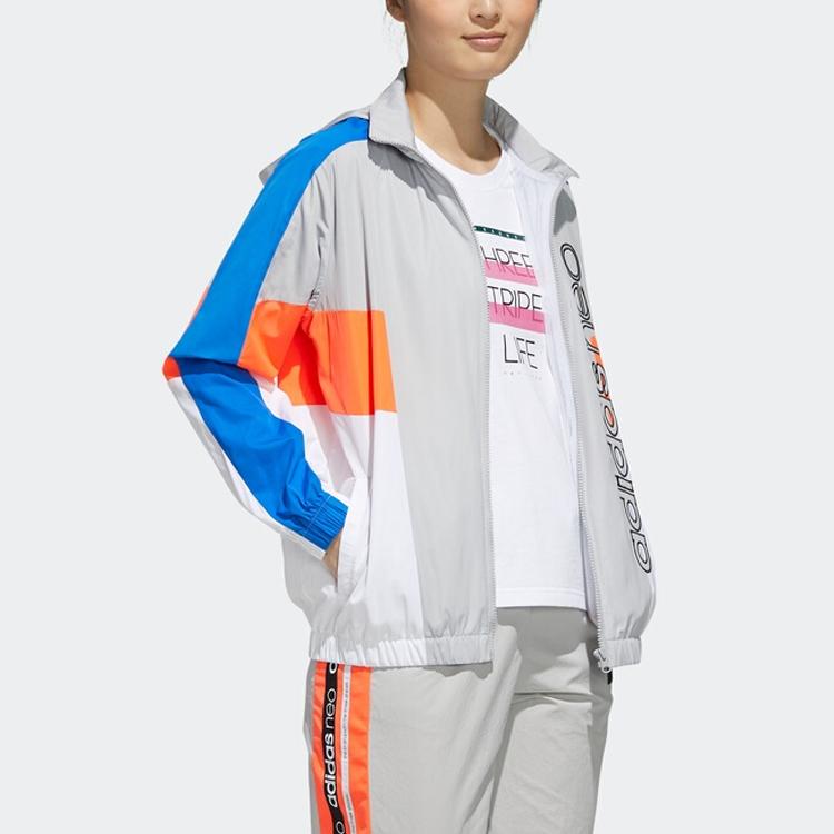 adidas Neo Letter Logo Printed Long Sleeve Hooded Jacket Women Jackets Multicolor FN6554
