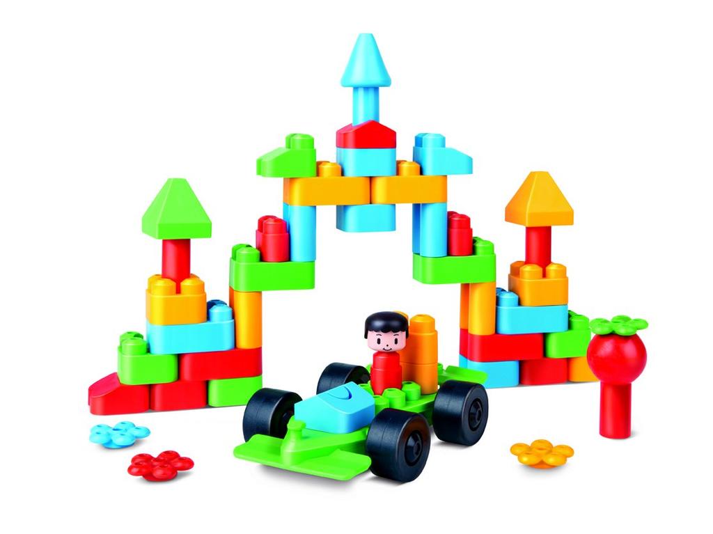 PolyM 760007 Washable Building Blocks Town 50 Pieces Set,