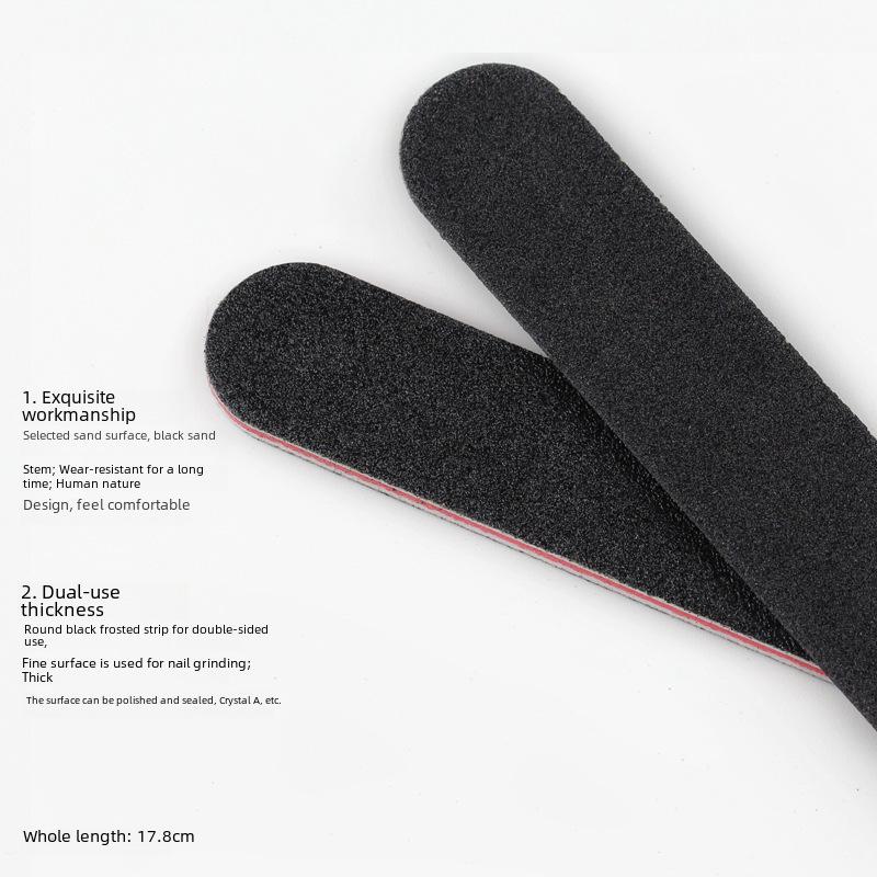 Double-Sided Black Nail File 100/180 - High-Quality Manicure Sand Strip with Straight and Rounded Edges
