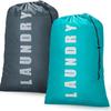 Large Waterproof Smiley Print Laundry Bag - Oxford Cloth, Drawstring Closure for Travel