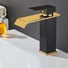 Waterfall Basin Faucet Gold and Black Sink Waterfall Mixers Bathroom Faucet Deck Mounted Washbasin Taps