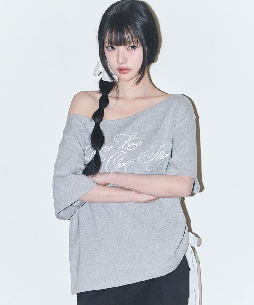 ILLIGO Sheer Ribbon Off-Shoulder Top Melange