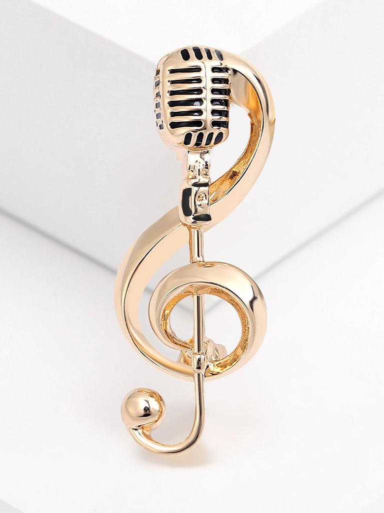 Modische glatte Noten Broschen für Damen Unisex Musik Mikrofon Anstecker Abzeichen Bankette Party Neujahrsgeschenke Schmuck Zubehör