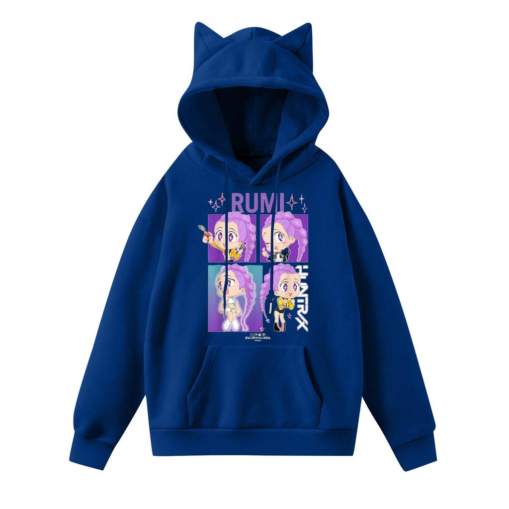 Ladies Fashion Casual Long Sleeve Printed Round Neck Hoodie Pullover Top With  Pockets