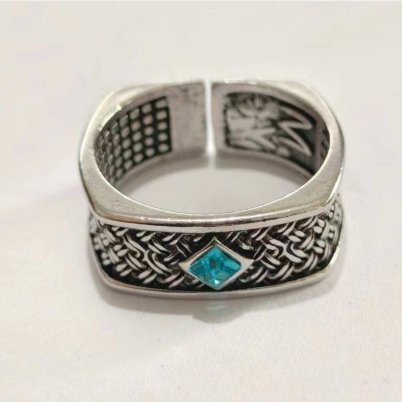 European and American Jewelry Punk Style Square Rhinestone Men's Ring
