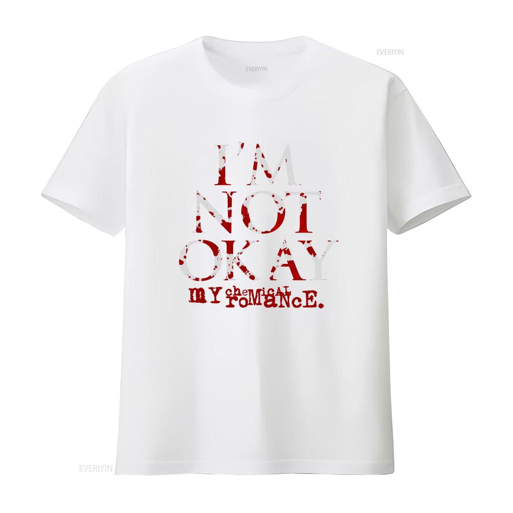 My Chemical Romance Im Not Okay Black T Shirt Gothic Rock Band Print Perfect for Fans vintage Washed Breathable Versatile