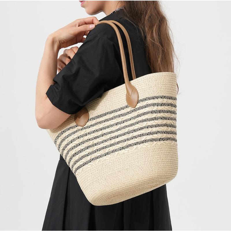 Neue Sommer Stroh-Umhängetasche mit großem Fassungsvermögen Damen Webtasche vielseitige Urlaubs-Tragetasche Gemüsekorb Handtasche