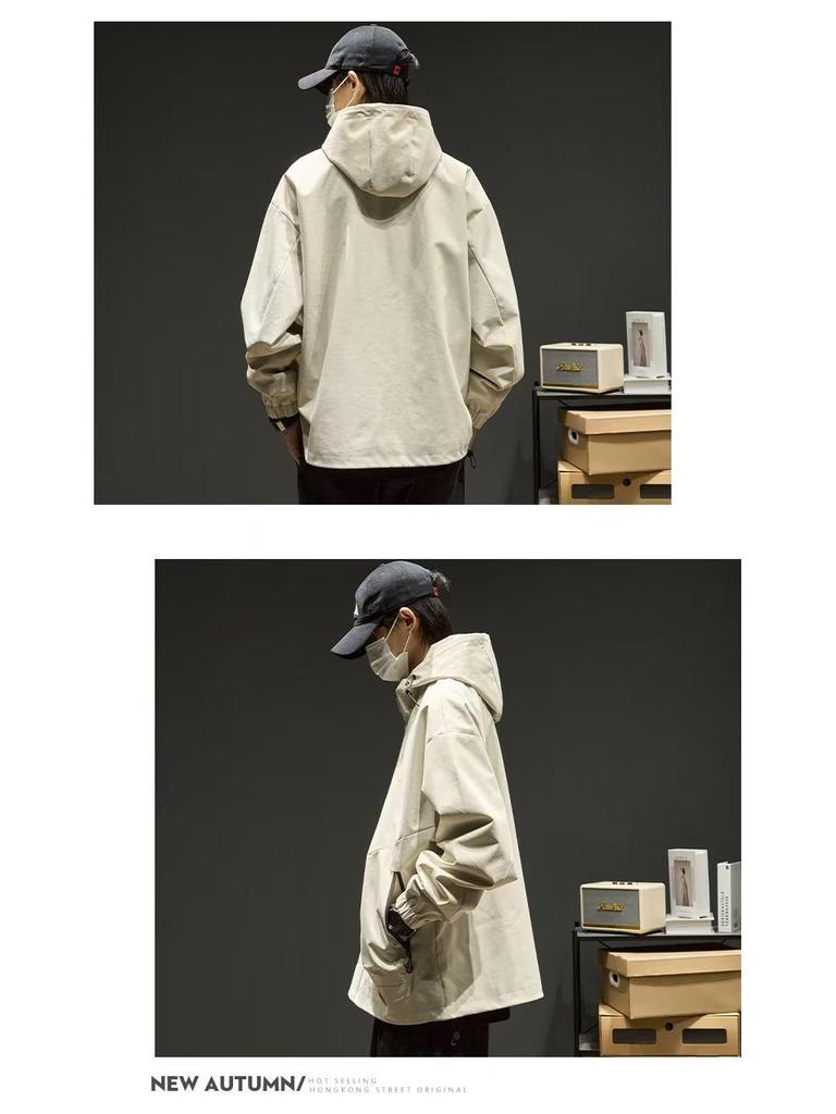 Męska japońska moda kurtka górska z kapturem - casualowa odzież wiosenno-jesienna