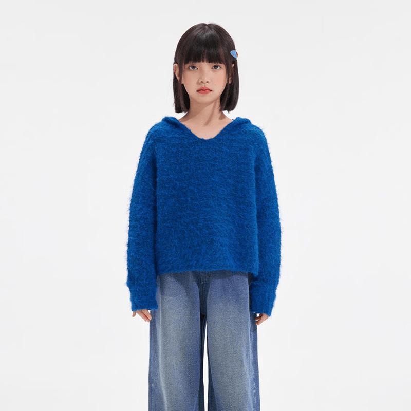 Girls' Letter Print Wide-Leg Denim Jeans