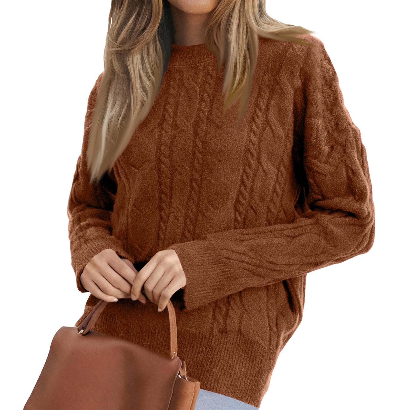 

Женский повседневный свитер крупной вязки свободного кроя L кофейный