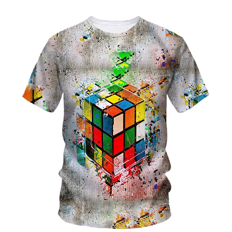 Rubik Cube  3D Printing T Shirt Man Summer O-Neck Short Sleeve Oversized Top Casual Tee Loose Streetwear Harajaku