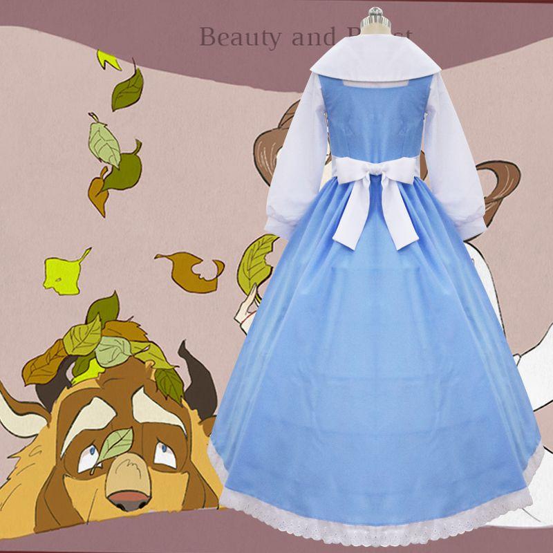 Elegant Beauty And The Beast Belle Blue Maid Dress With Exquisite Workmanship For Halloween