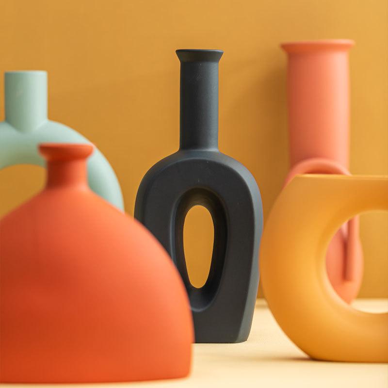 Mordison Specialformad Färgstark Morandi Europeisk Keramisk Vas Skrivbordsblomsterarrangemang Dekorativ Prydnad