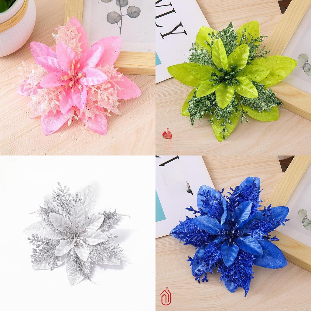 Christmas Floral Decorations With Plastic And Fabric Materials For Festive Tree Accents
