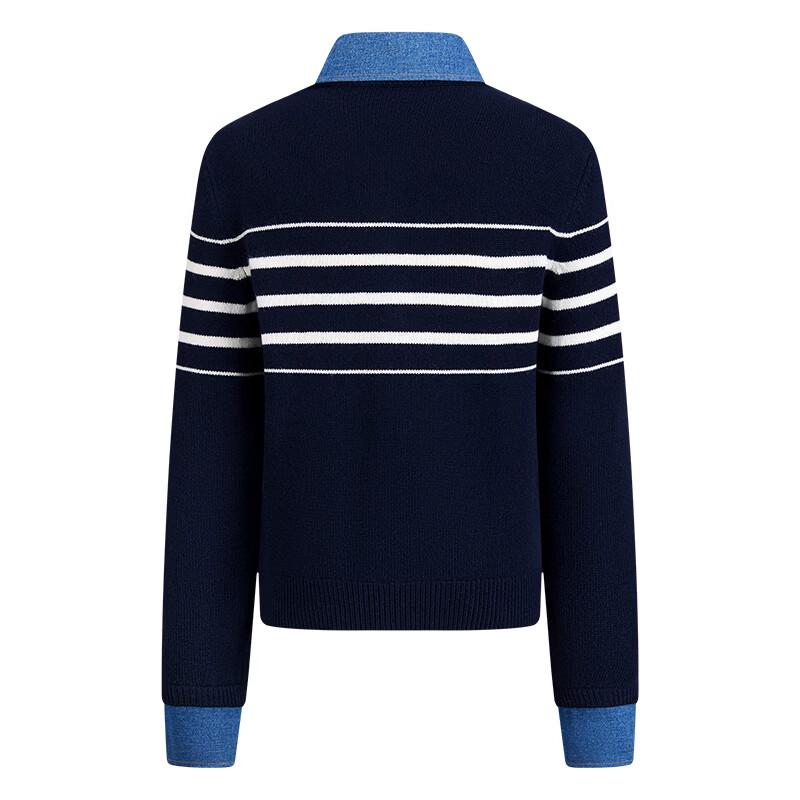 Navigare Women's Striped Faux Two-Piece Wool Cardigan