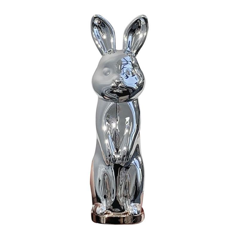 

Decorative Standing Rabbit Figurine Modern Design Reflective Surface Home Ornament Sculpture for Living Room Office Display