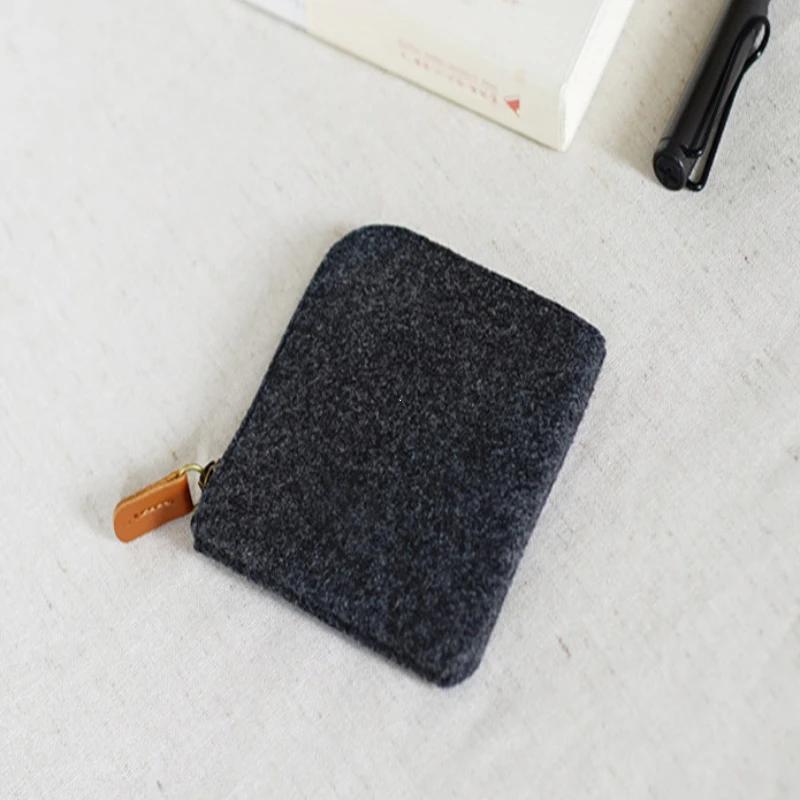 Wool Felt Mini Coin Purse Wallet Women Men Change Bag Credit Card ID Holder Wallets Key Chain Mini Bag Felt Retro Bag