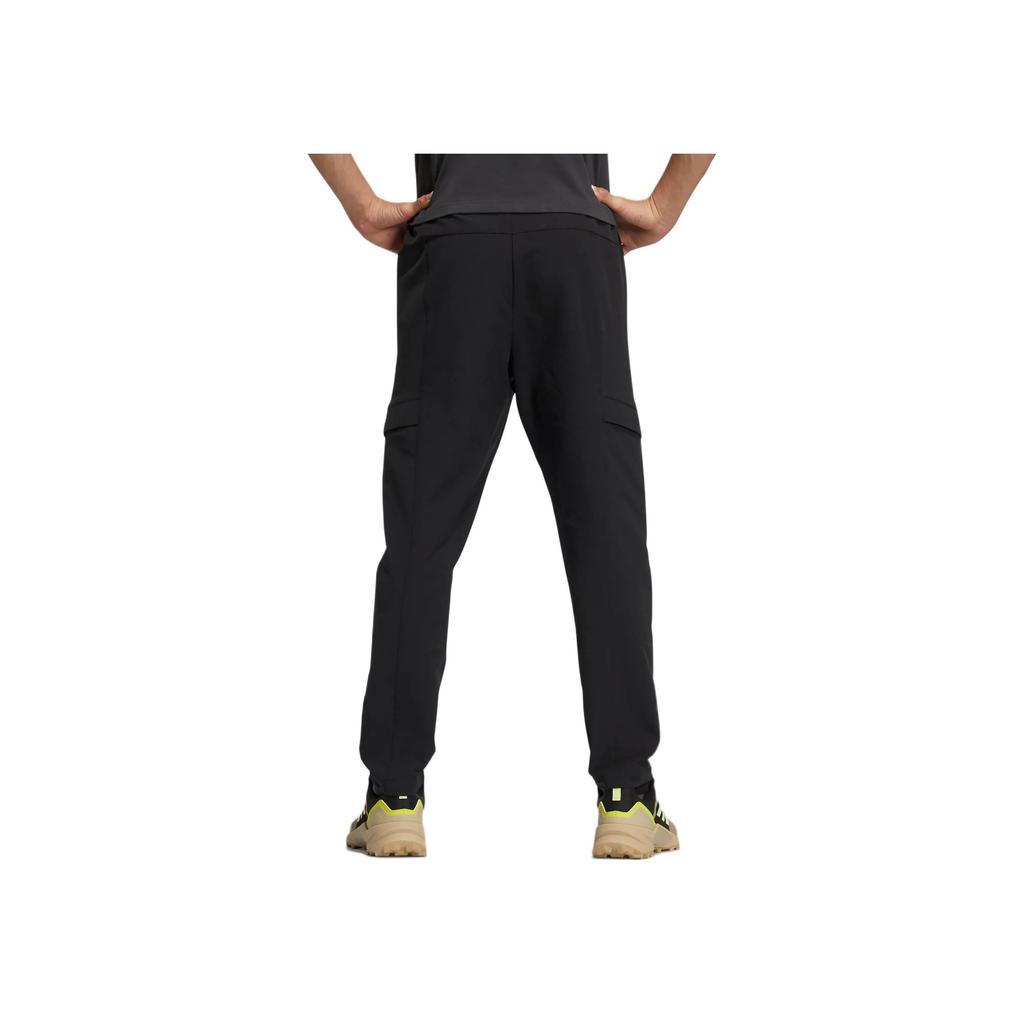 Adidas Solid Logo Print Straight-Leg Sport Pants Men Bottoms Black HE7379