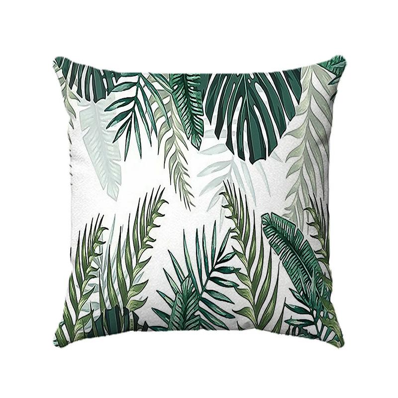 Nordic Tropical Plants Digital Printing Short Plush Pillow Covers Decorative For Car Sofa Office Cushion Cover Home Goods
