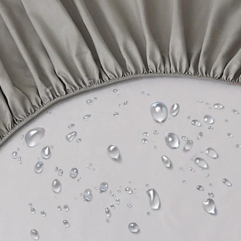 Soild Color Waterproof Fit Sheet with Elastic Band Non Slip Adjustable Mattress Cover for Double King Queen Bed 90/120/150/180/200cm