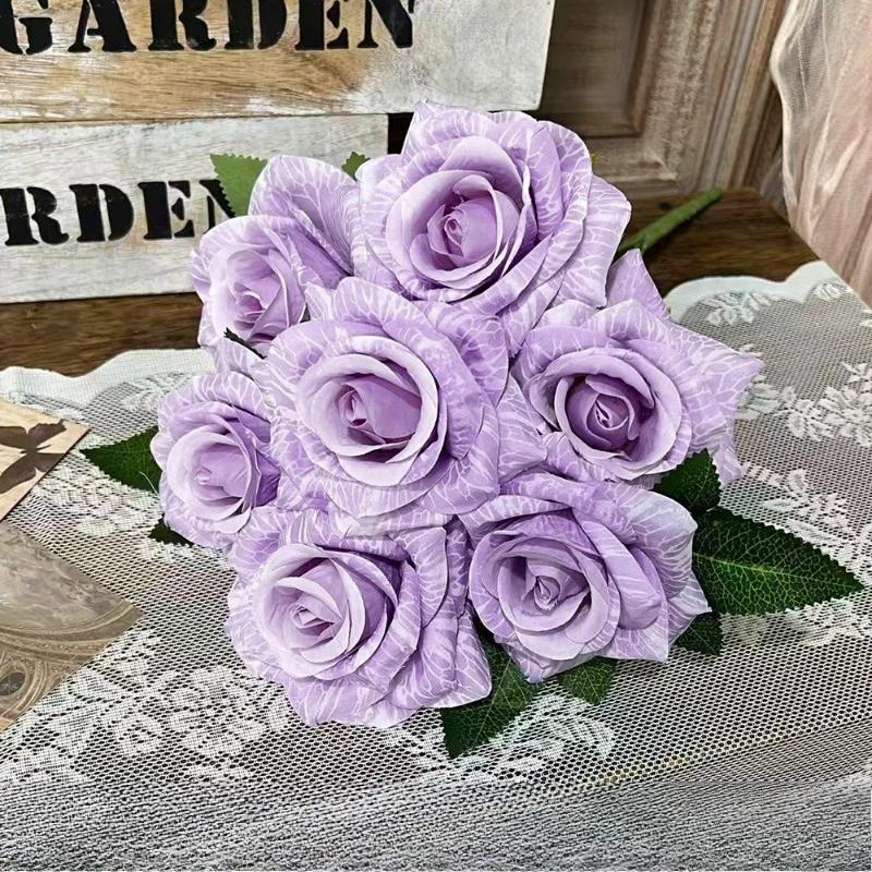 Künstliche Blumen 7-Köpfige Göttin Rosen Bündel Restaurant Dekoration Seiden-Fake-Blumen Simulation Grüne Rose Halle Dekorativ