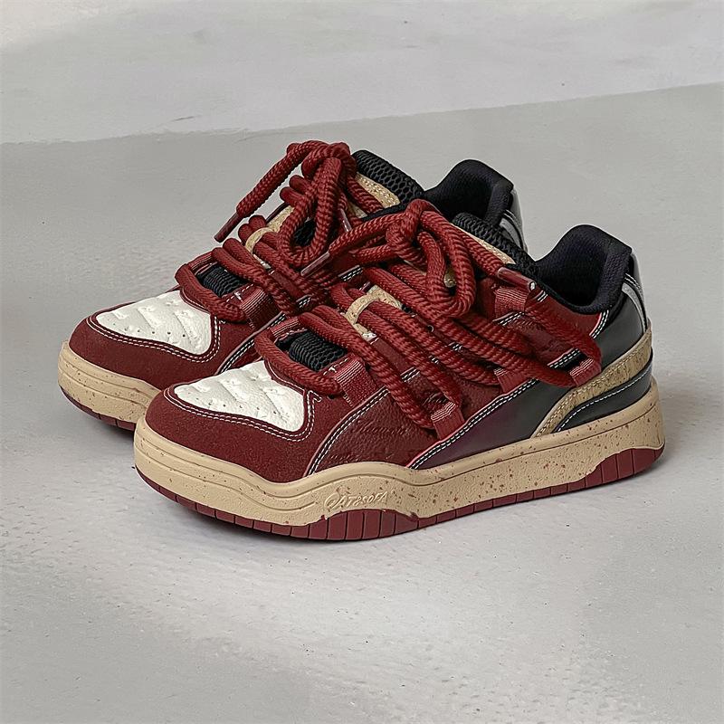 Sofa & Cat / Guochao Dreadlocks Wine Red Unisex Casual Low-Top Sneakers