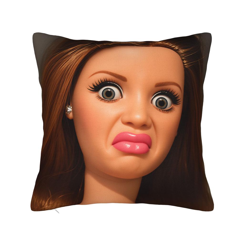 Distressed Doll Face Meme Pillow Cover Fashion Pillow Case For Sofa Couch Bed Living Room Soft Pillowcases Gift