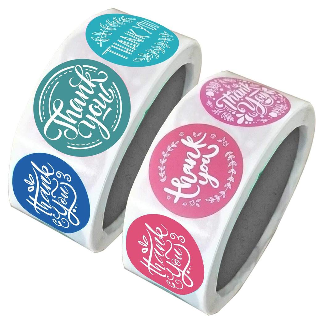 100-500pcs Color Thank You Sticker 1 Inch Christmas Sticker Red And Blue Scrapbook Packaging Sealed Stationery Label Stickers