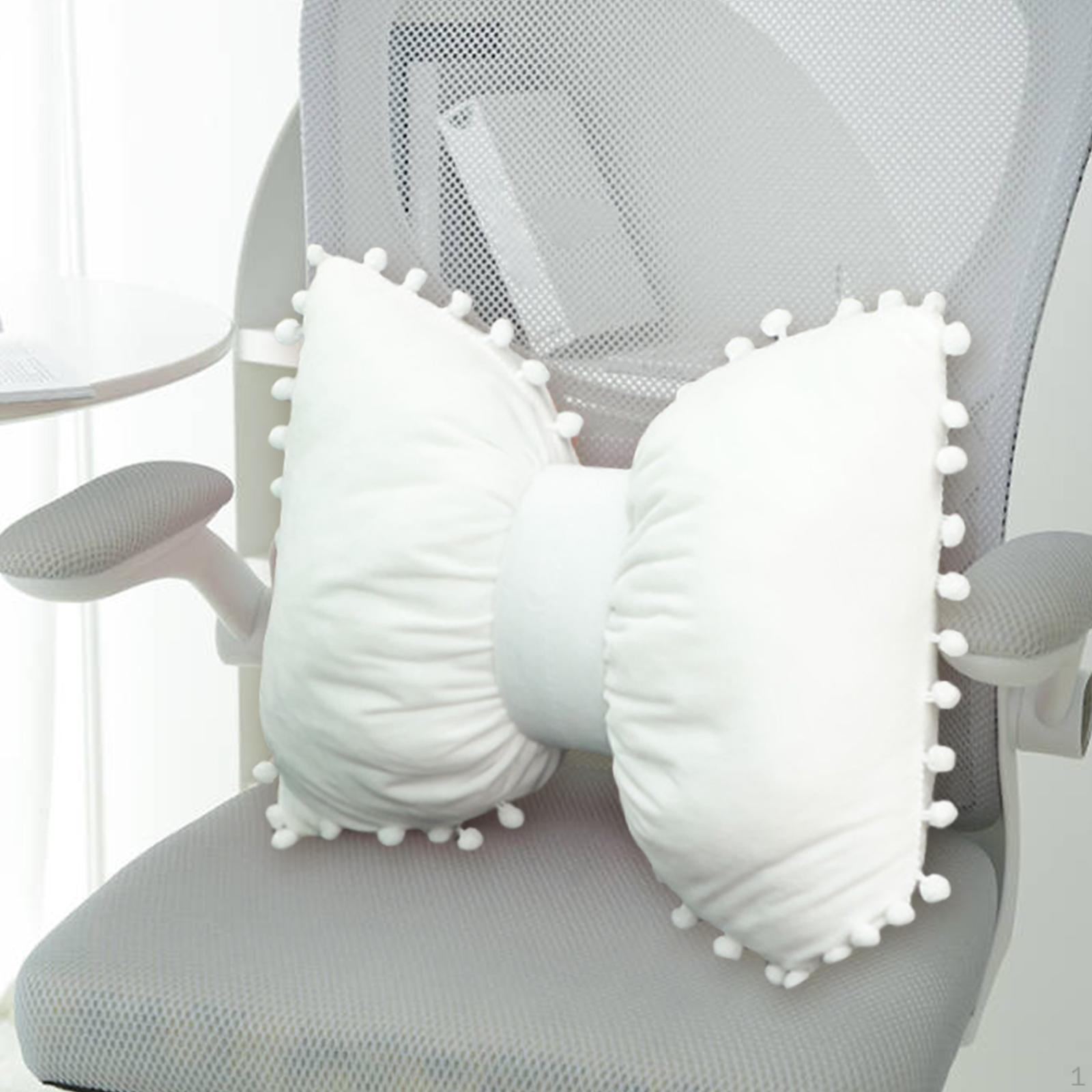 Подушка-бантик для подголовника автомобиля, симпатичная плюшевая подушка для шеи из полипропилена и хлопка для офисного кресла белый