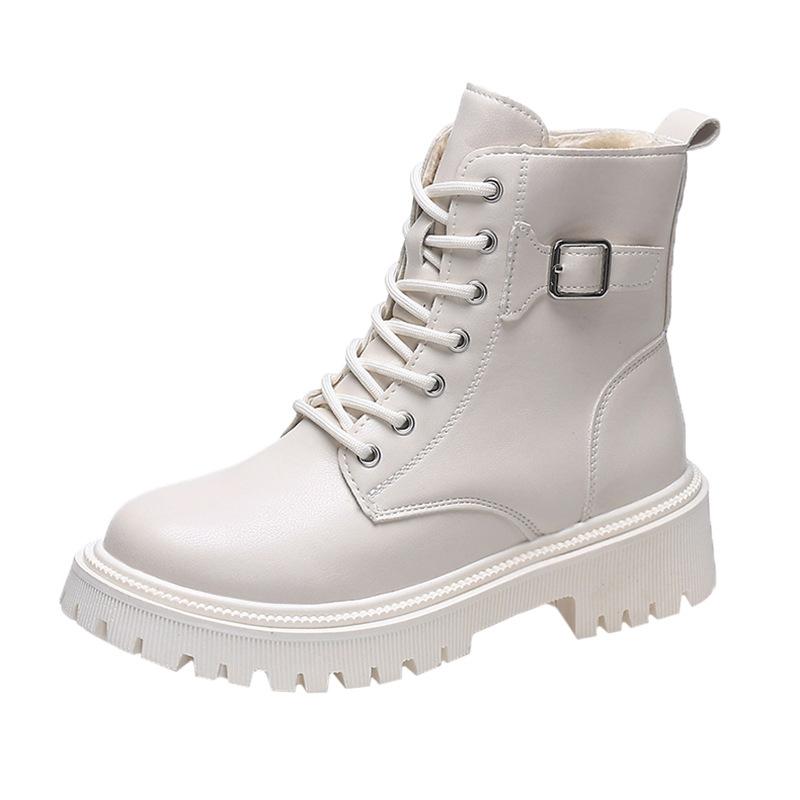 British Style Solid Color Double Zipper Velvet Martin Boots 2025 Autumn and Winter New Personality Trend Comfortable Warm Women's Boots