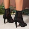 Fashion 2025Mesh High Heels Women Ankle Boots Pointed Toe Open Toe Fad Shoes