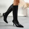 Fashion Sexy Leopard Print High Heels Long Boots for Women Pointed Toe Stiletto Heeled Knee High Boots Woman Autumn Fashion Botas Mujer