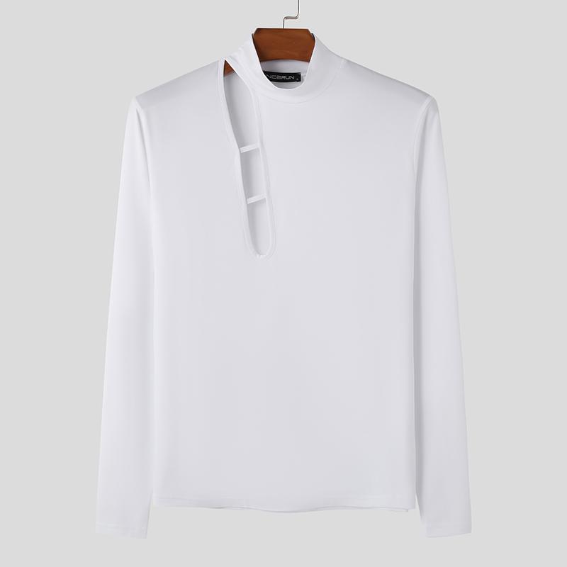 

INCERUN Чоловічі тонкі топи з довгим рукавом і повсякденними короткими нижніми сорочками 2XL білий