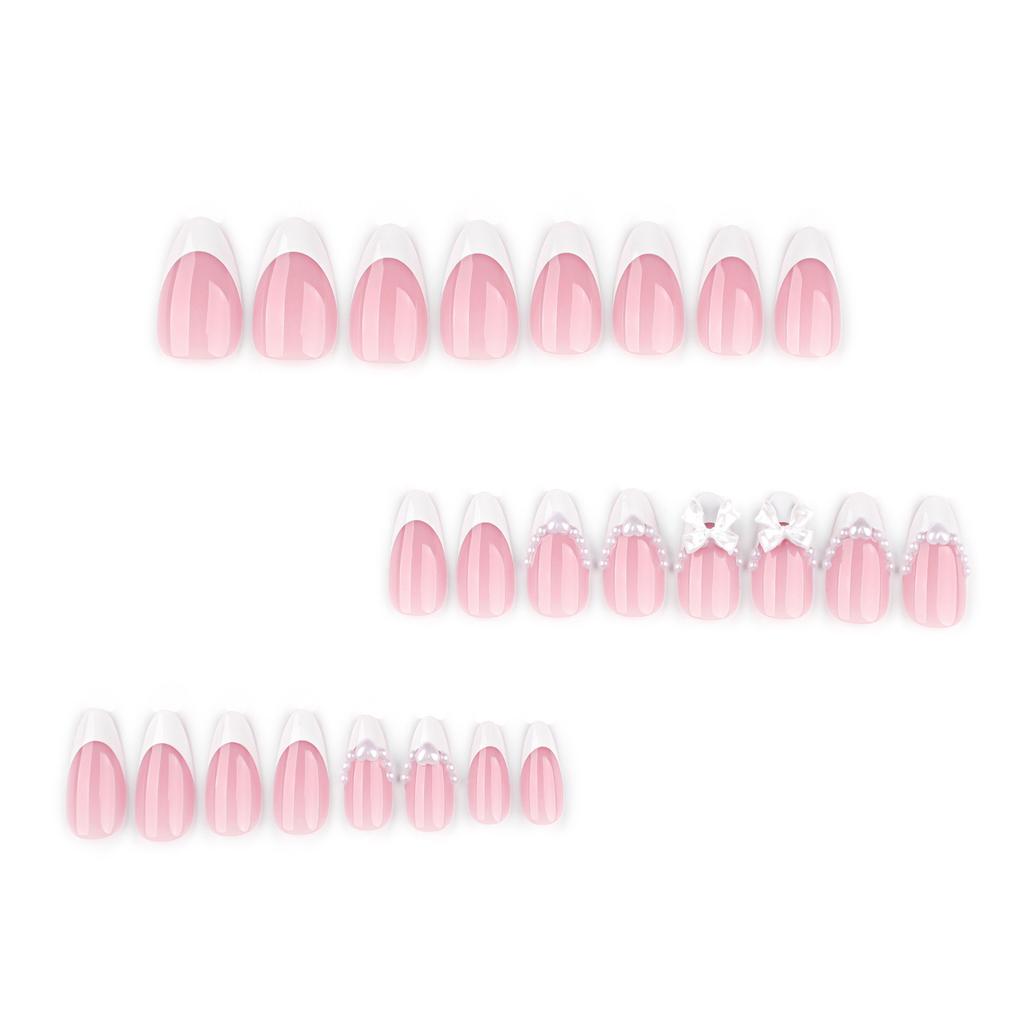 Wear Nail Art Nail Piece French Almond Shaped False Nail Removable Repeat Nail Piece Nails