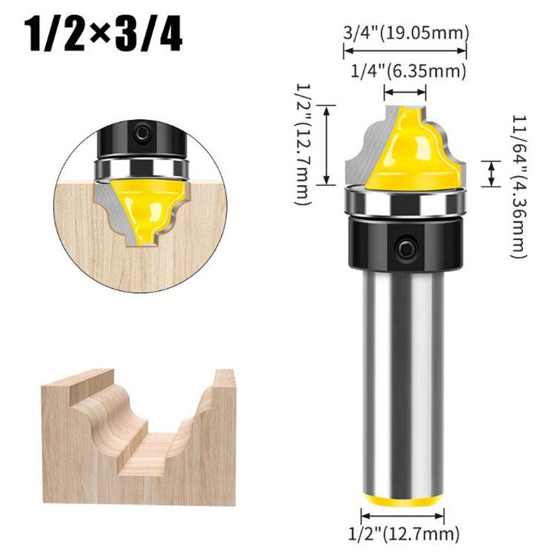 

Фреза для имитации трехдуговой резьбы, фреза для дверных панелей, фреза для дверных панелей шкафа, деревообрабатывающие инструменты, хвостовик 12 мм, 1/2 дюйма 1/2inch shank жёлтый