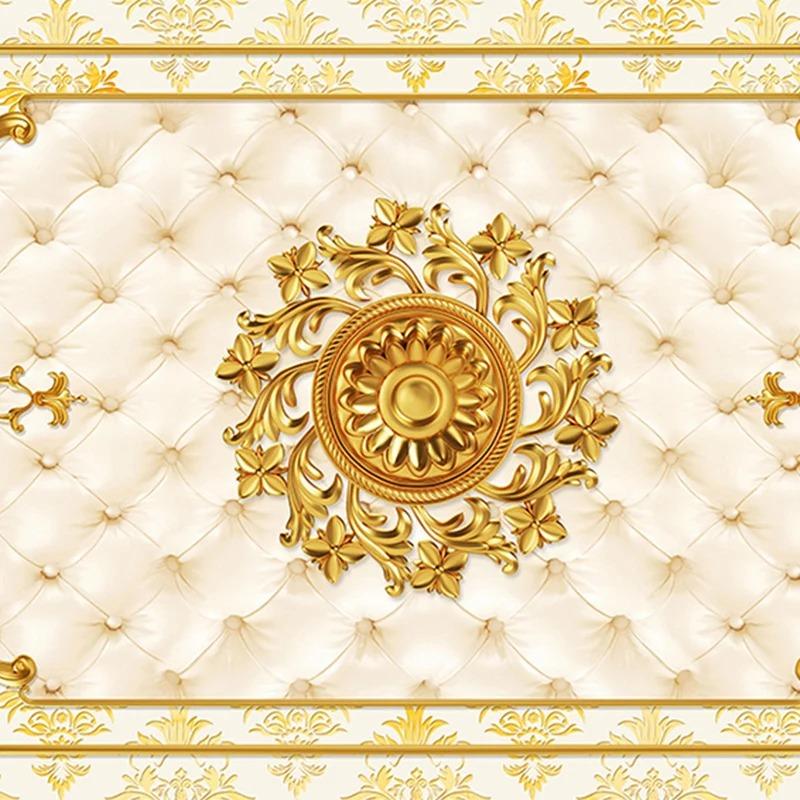 Photo Wall Paper European Style Gold Pattern Ceiling Murals Hotel Restaurant Living Room Luxury Wallpaper
