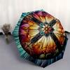 Stained Window Art: Vibrant Circular Design for Home DecorUmbrella, Portable 3-Fold Compact Umbrella for Men & Women Gift