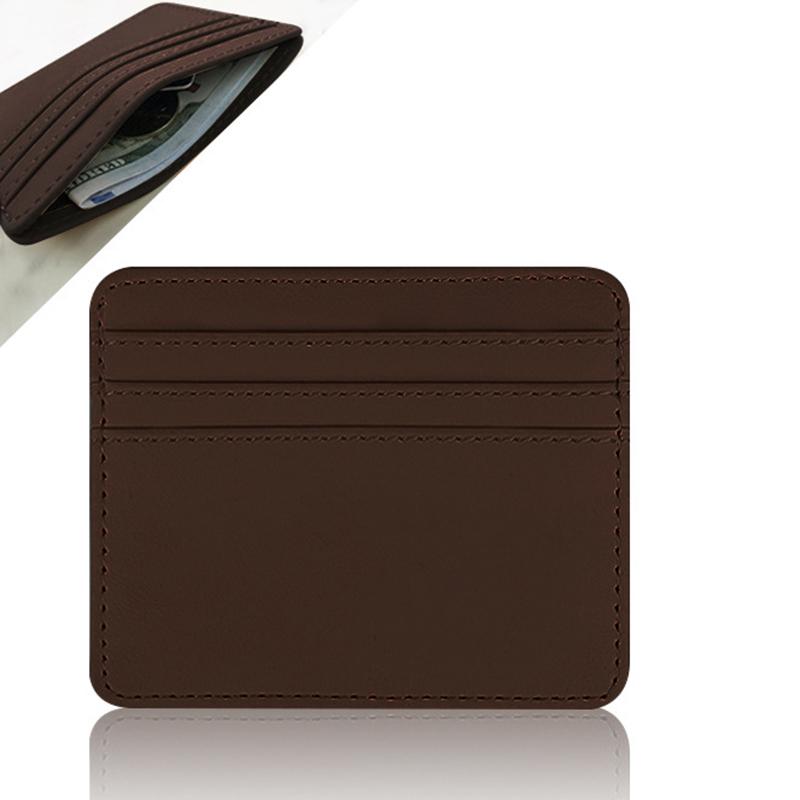 Solid Color Slim Id Bank Card Holder Wallet For Men Women Business Pu Leather Card Protector Case Coin Cards Cover Pouch Bag