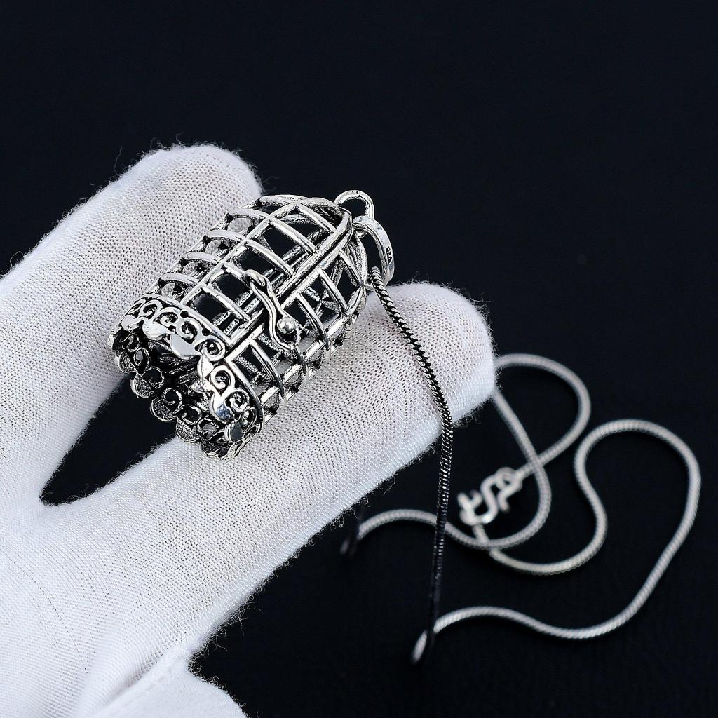 Handcrafted 925 Sterling Silver Crystal Cage Gemstone Pendant, Unique And Elegant Crystal Cage, Make Healing Pendant Cage