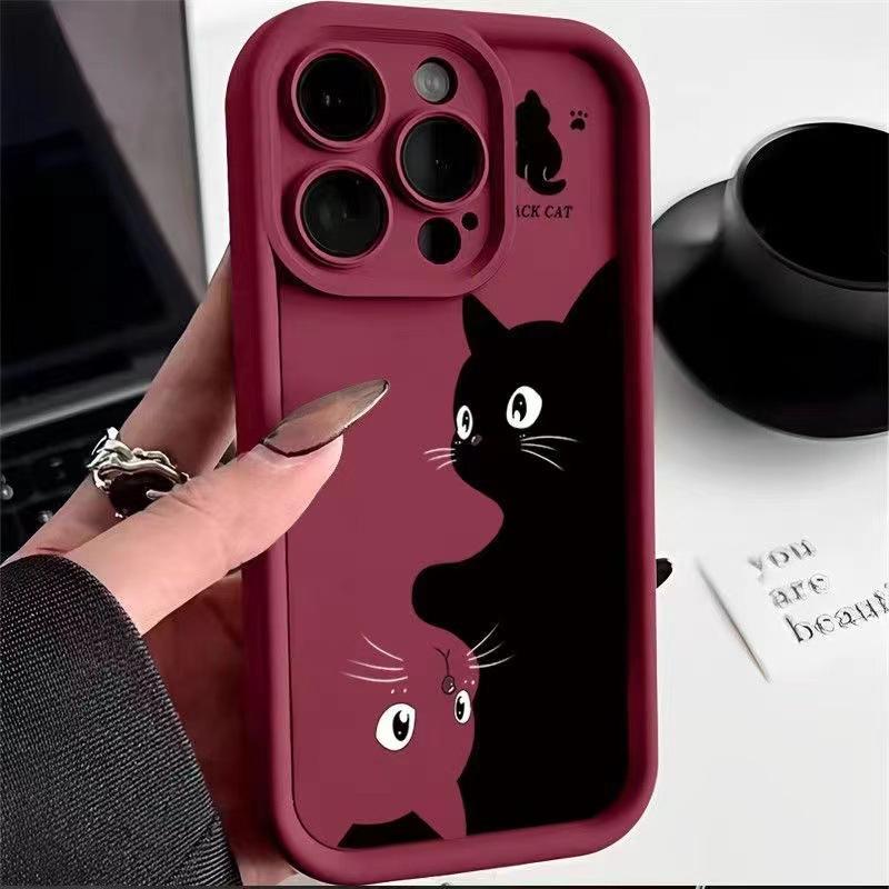 Süße Cartoon-Katze-Softphone-Hülle für iPhone 15 Pro Max Hüllen iPhone 14 13 12 11 Pro Max XS Max XR X 7 8 Plus SE Stoßfeste Hülle
